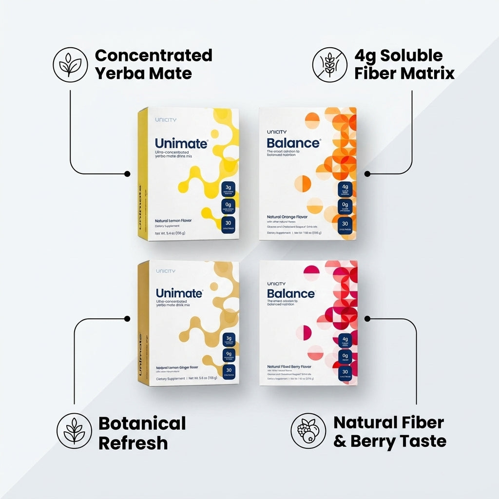 Complete Ultimate Wellness Bundle – Unimate & Balance 4-Pack Variety System (120 Stick Packs)+1 Tumbler gift