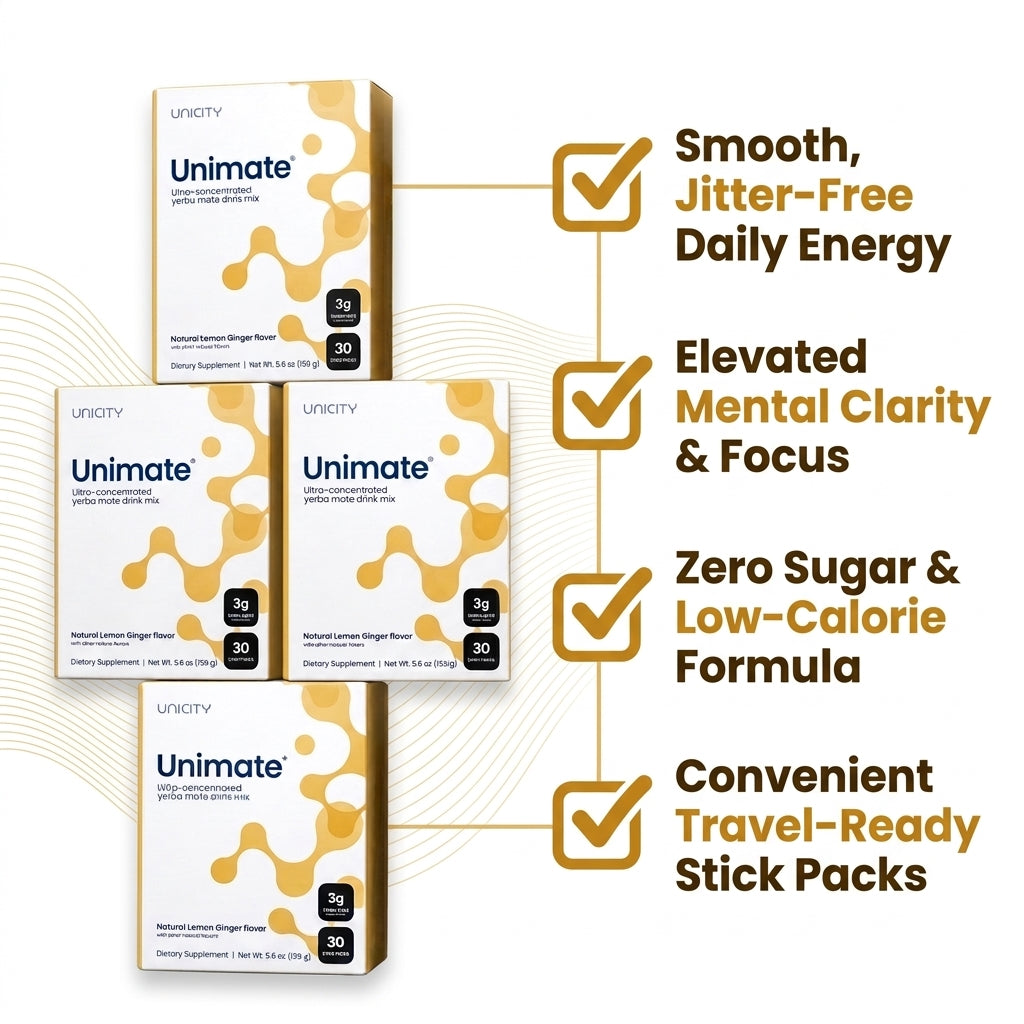 Unimate Concentrated Yerba Mate Drink Mix – Natural Lemon Ginger (10-Box Bulk Supply / 300 Stick Packs)