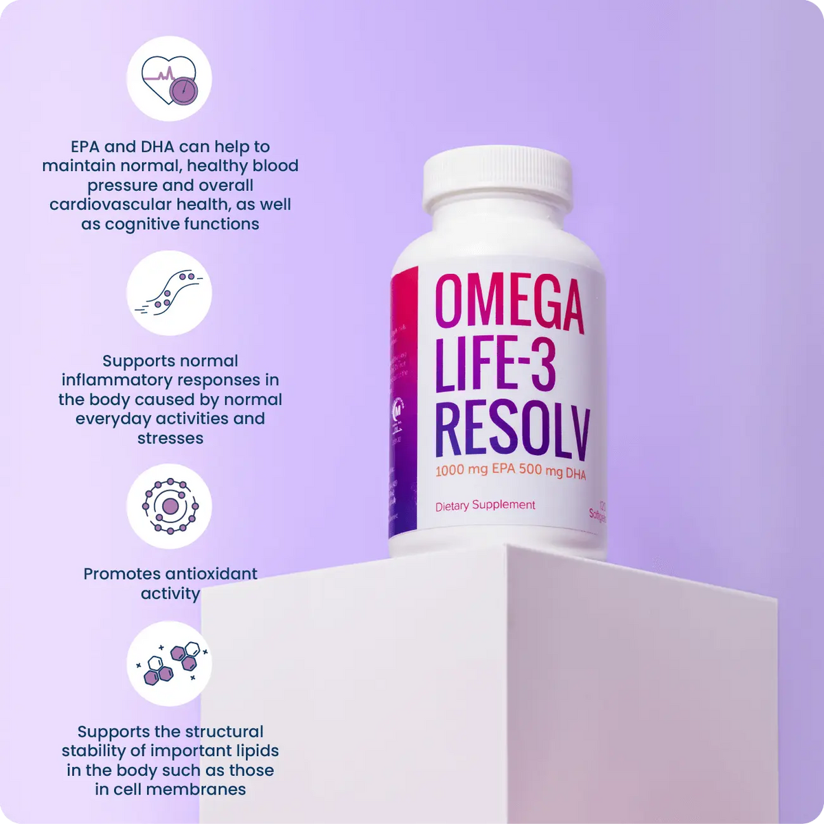 OmegaLife-3 Resolv omegaLife-3 Resolv is a high-quality, purified fish-oil supplement that delivers 1,500 mg of EPA and DHA omega-3 fatty acids
